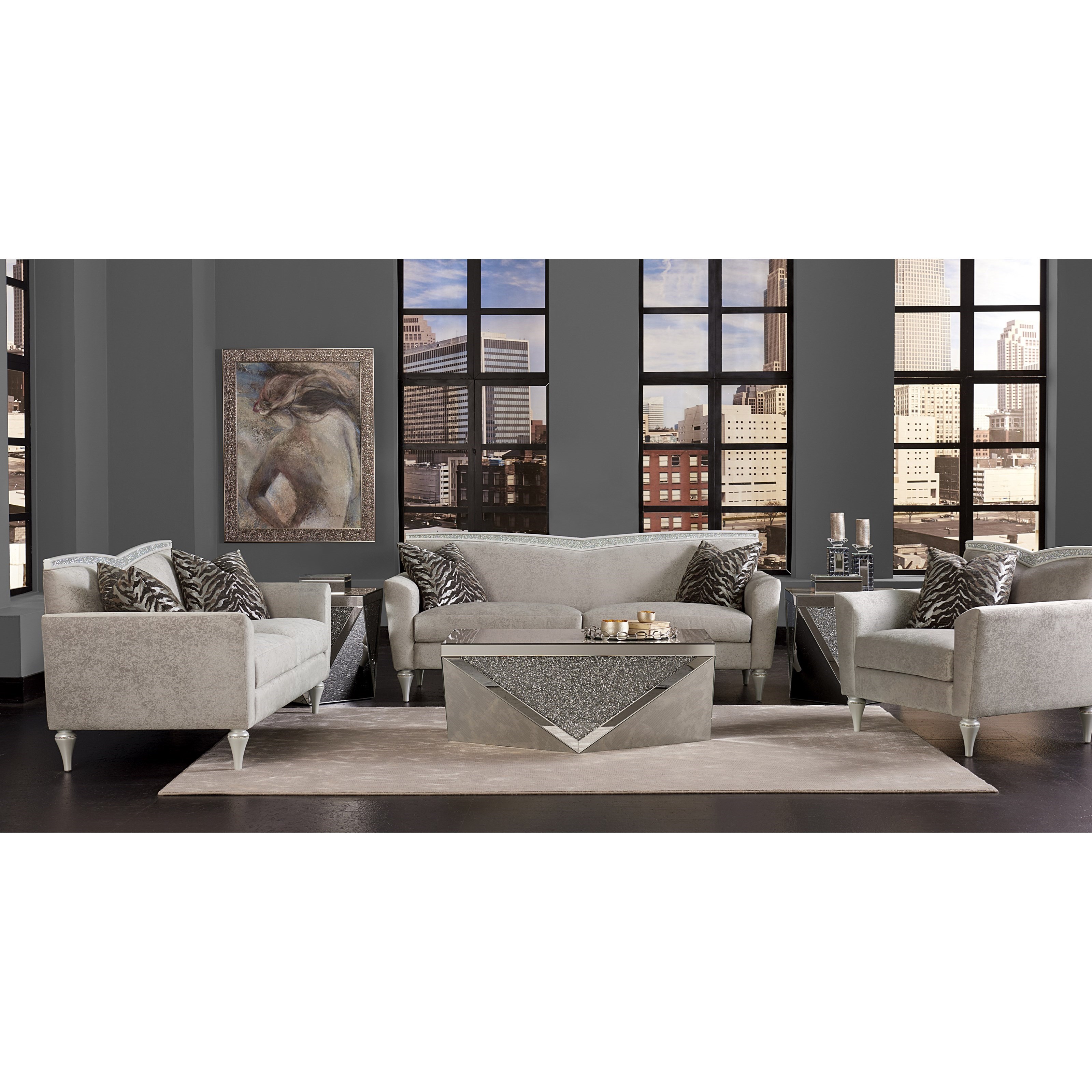 Michael Amini Melrose Plaza 9019815 DVGRY 118 Sofa with
